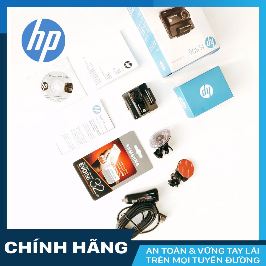 Camera hành trình ô tô HP F550G  GPS + thẻ nhớ 32GB Class 10 | BigBuy360 - bigbuy360.vn
