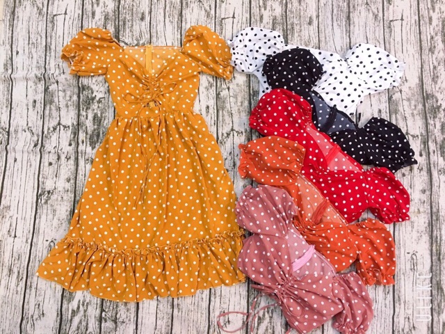 Đầm tay phồng dây rút (hình thật+video) | BigBuy360 - bigbuy360.vn