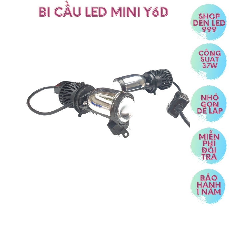 Đèn Pha LED Bi Cầu Mini H4 Y6D/AES Công Xuất 37w Lắp Ô tô, Xe Máy