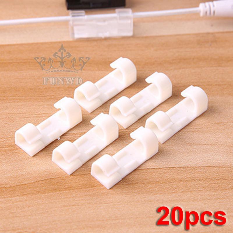 20pcs Self Stick Wire Cord Clips Clamp Table Organizer
