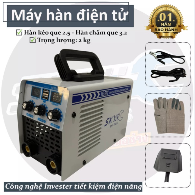 Máy hàn mini, máy hàn điện tử chính hãng SKY MMA600, hàn kéo que 2,5. Tặng bộ phụ kiện dây hàn+ dây mát+ kìm kẹp+ mo hàn