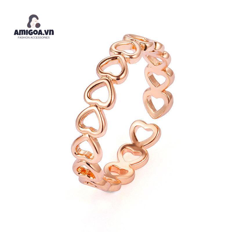Nhẫn Mạ Đồng Họa Tiết Trái Tim Sáng Tạo Có Thể Điều Chỉnh Cho Nữ