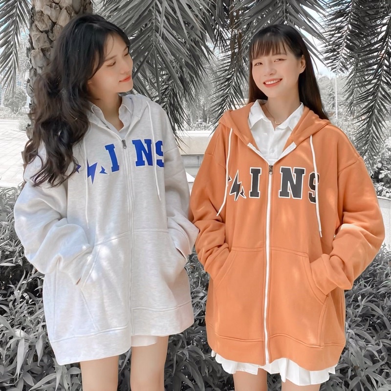 Áo Khoác Hoodie Zip IN Form Rộng Vải Nỉ Bông Dày Dặn Oversize Unisexi