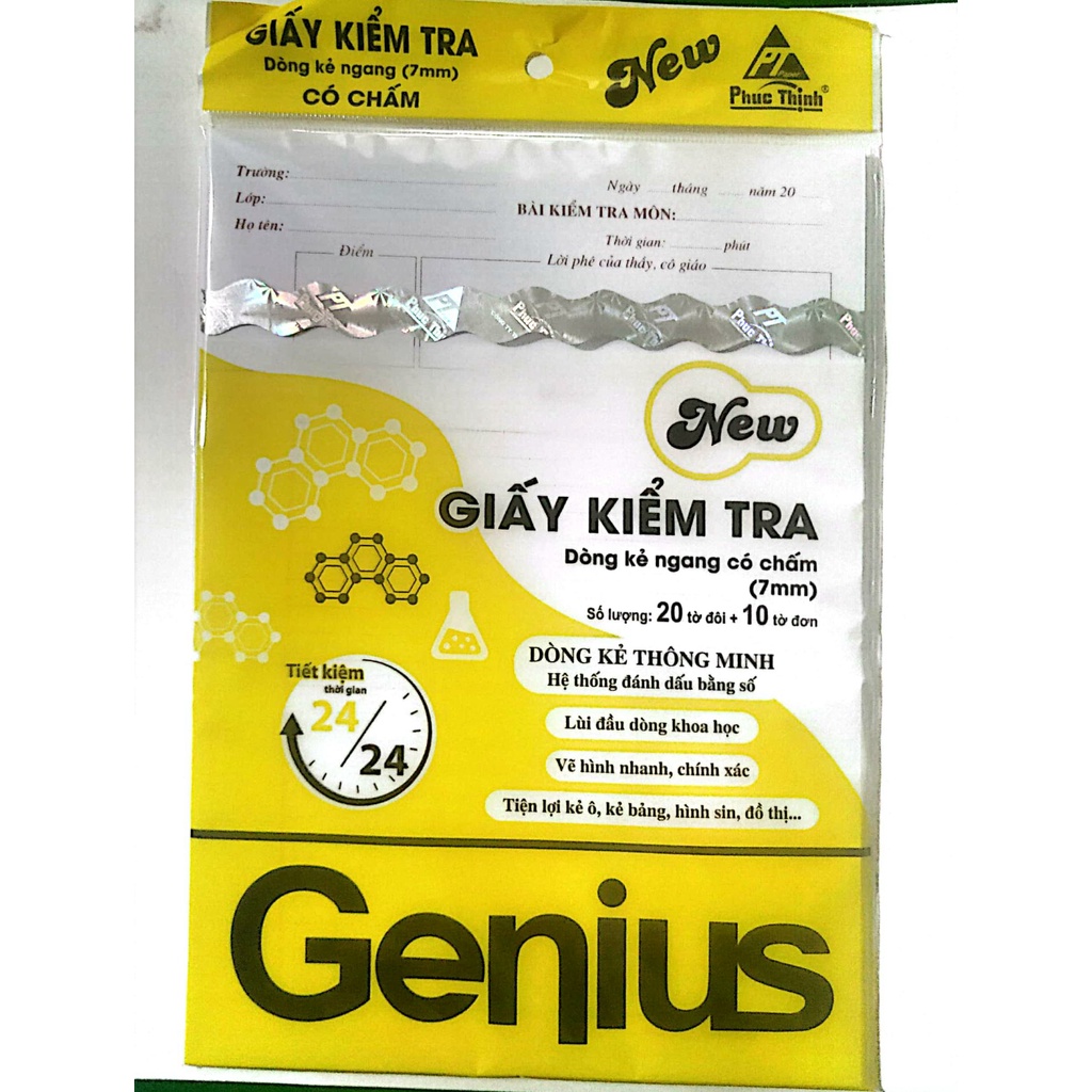 Giấy kiểm tra kẻ ngang-tờ đơn kèm tơ đôi Có chấm-Không chấm phù hợp cho học sinh cấp 2,3
