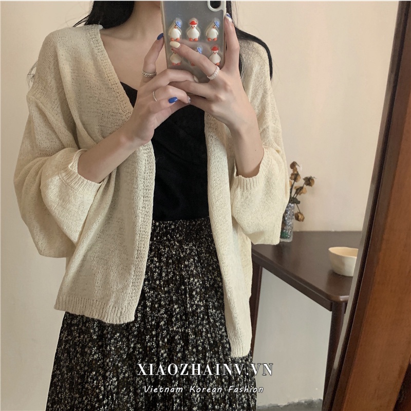 Xiaozhainv Áo Khoác Cardigan Dệt Kim Tay Dài Phong Cách Hàn Quốc 3 Màu Sắc Lựa Chọn Dành Cho Nữ