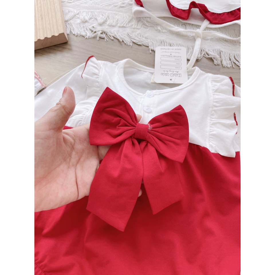 Body viền bèo nơ bụng bé gái