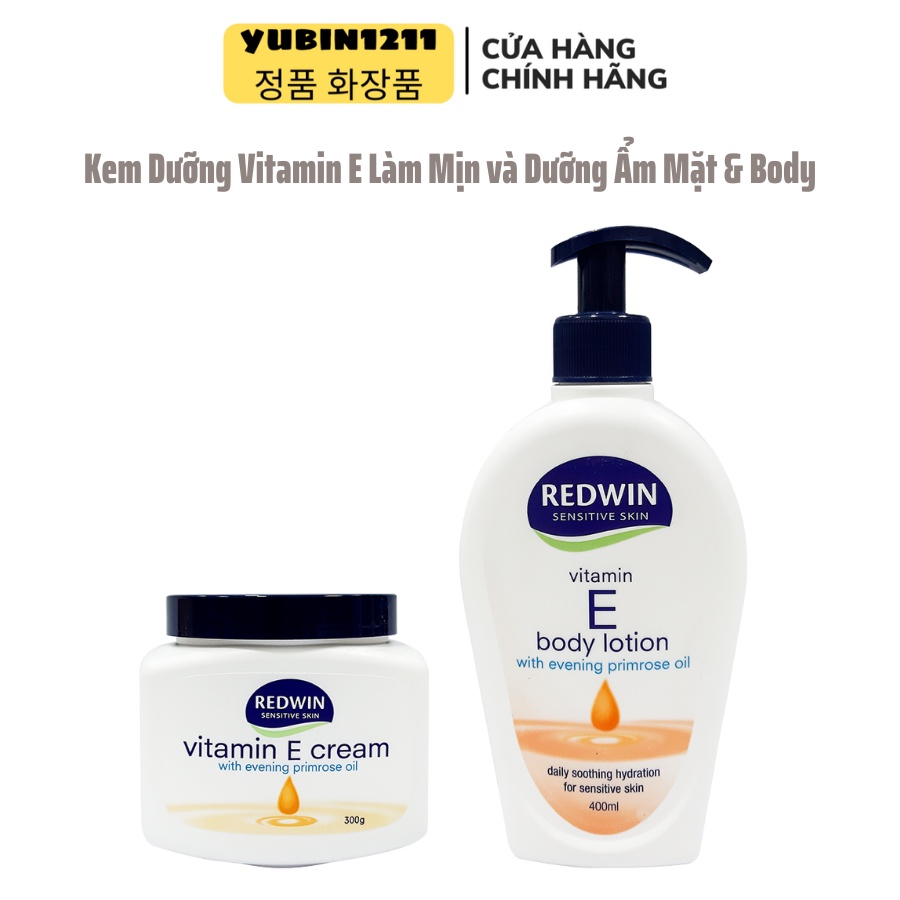 Dưỡng Thể Vitamin E Redwin Có Chứa Tinh Dầu Hoa Anh Thảo Cấp Ẩm, Làm Sáng Da Body Cream