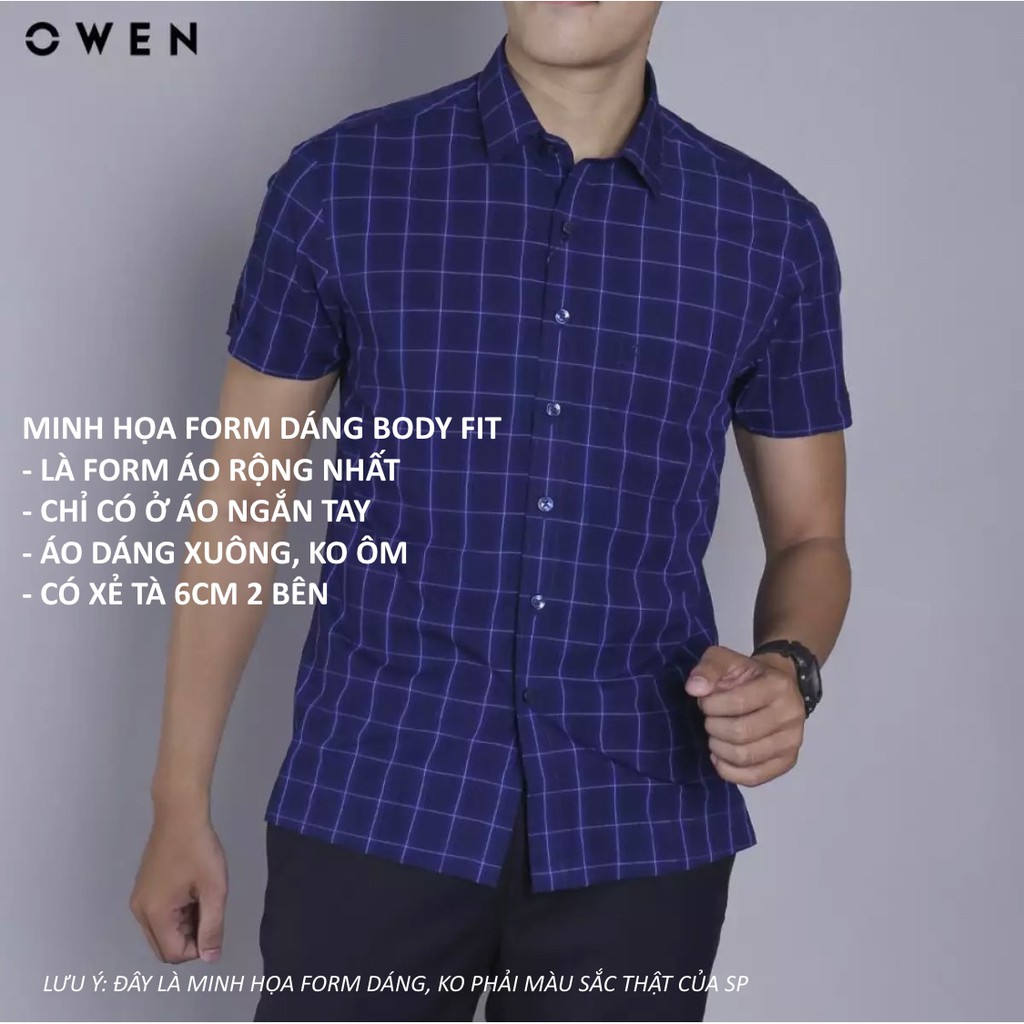 OWEN - Áo sơ mi ngắn tay Owen vải sợi tre 22557- Áo sơ mi nam