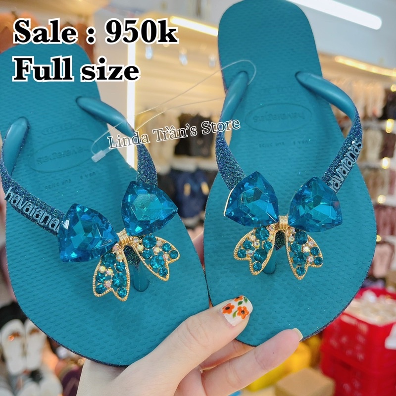 dép HVN ktv xanh biển nơ xanh