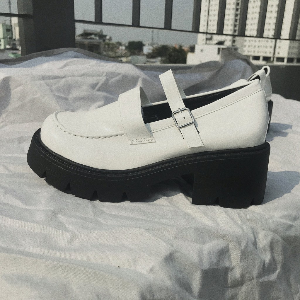 (FREESHIP-SẴN MÀU TRẮNG SIZE 39) GIÀY DA MŨI TRÒN ĐẾ CAO - GIÀY OXFORD NỮ 2021 | BigBuy360 - bigbuy360.vn