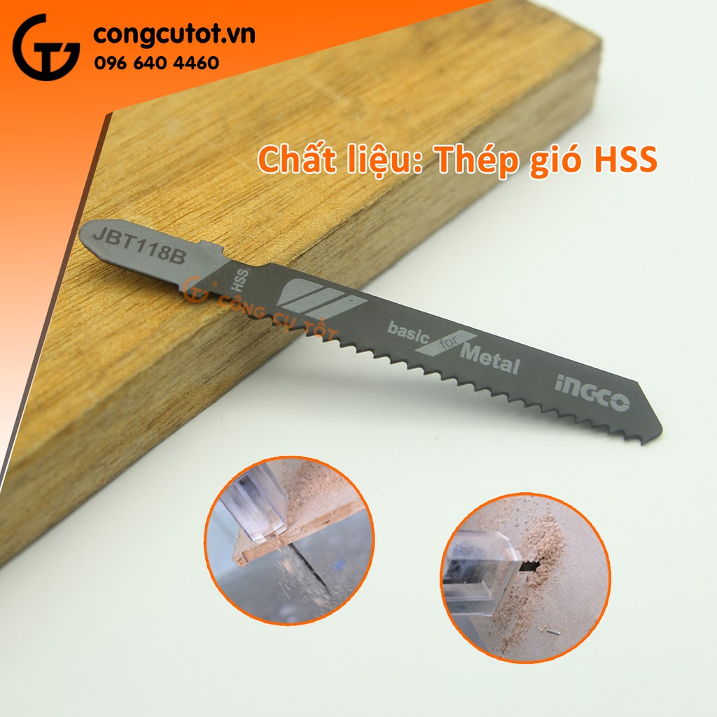 Bộ 5 lưỡi cưa lọng sắt 50mm bằng thép gió Ingco JBT118B