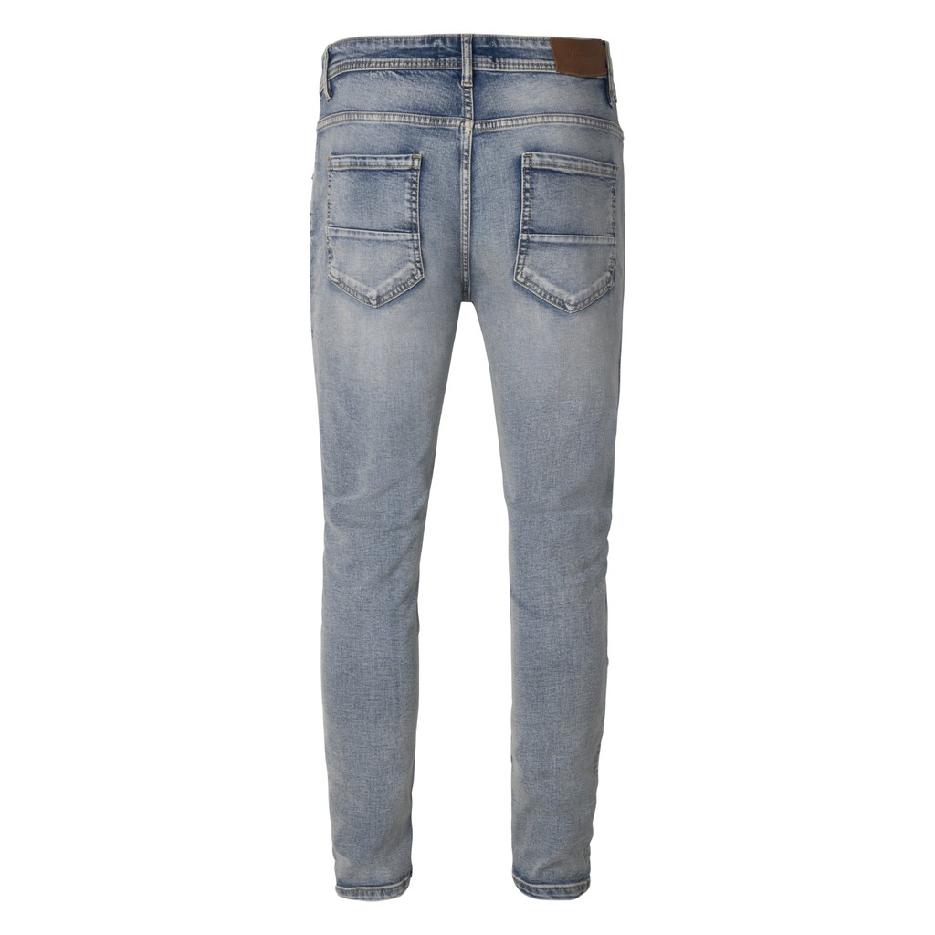 Quần Jean Nam Streetwear Cao Cấp FNOS NZ19 Màu Xanh Sáng - Rách Gối Form Slimfit - Jean Thun Co Giãn. | BigBuy360 - bigbuy360.vn