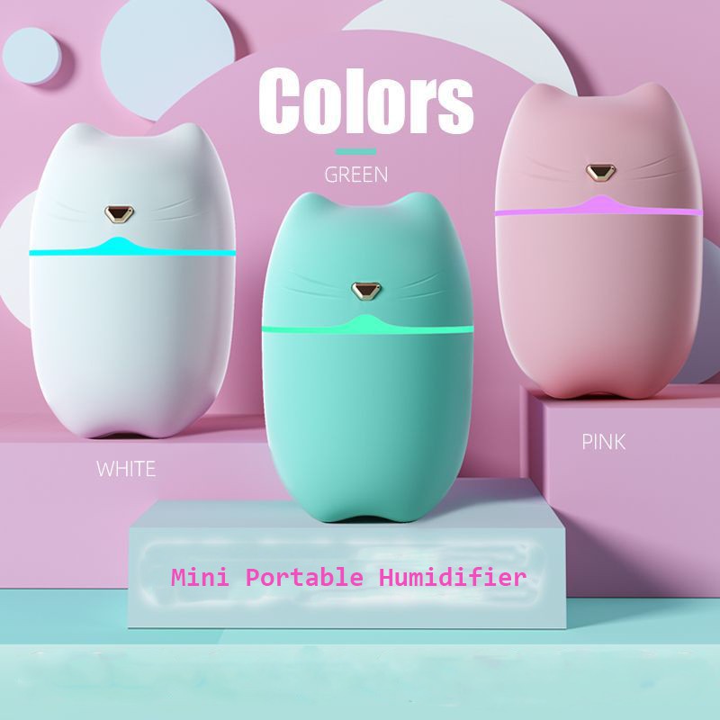 Fnelse USB Air Humidifier Cute Cat Diffuser 260ML