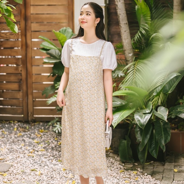 MEDYLA - Yếm dự tiệc dáng yếm (không kèm áo) 2 lớp vải voan cho bầu đi chơi du lịch dự tiệc - VS1026