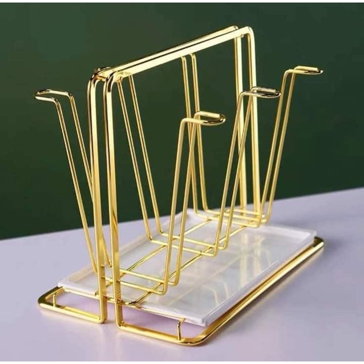 Khay Úp Cốc Hợp Kim Mạ Vàng, Khay Úp Cốc Inox Cao Cấp - Có Khay Hứng Nước