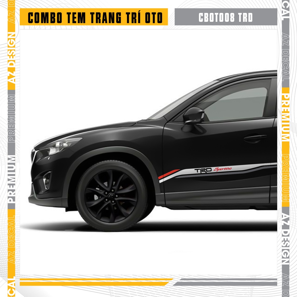 Tem Ô Tô Phong Cách TRD | CBOTO08 | Dán Đa Vị Trí - Chống Nước - Chống Phai Màu