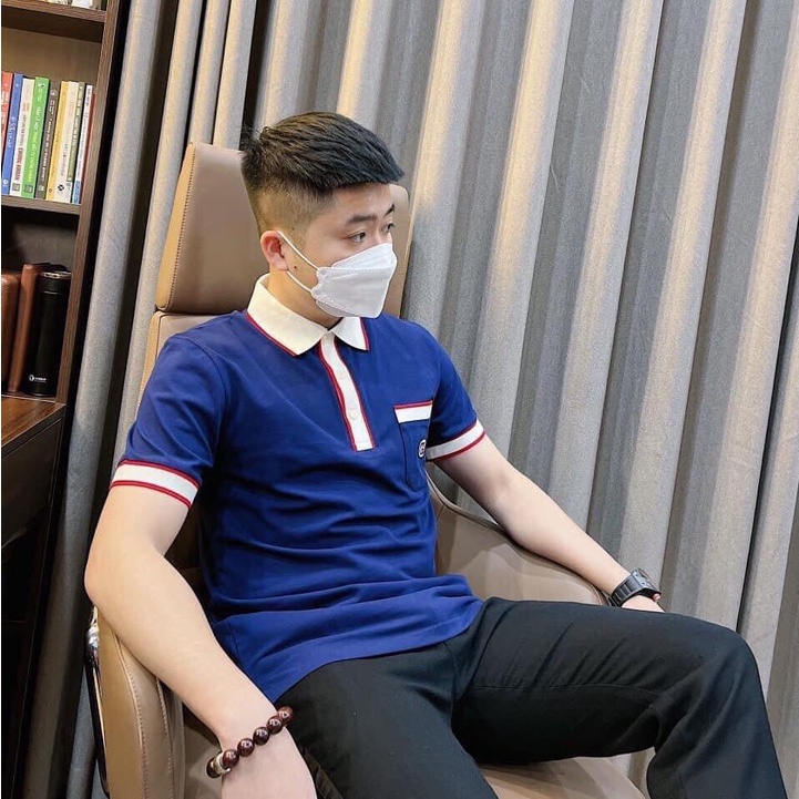 Áo polo tay lỡ nam Unisex , ao phông nam cổ bè GUCCI sọc tay co giãn 4 chiều thoáng mát.