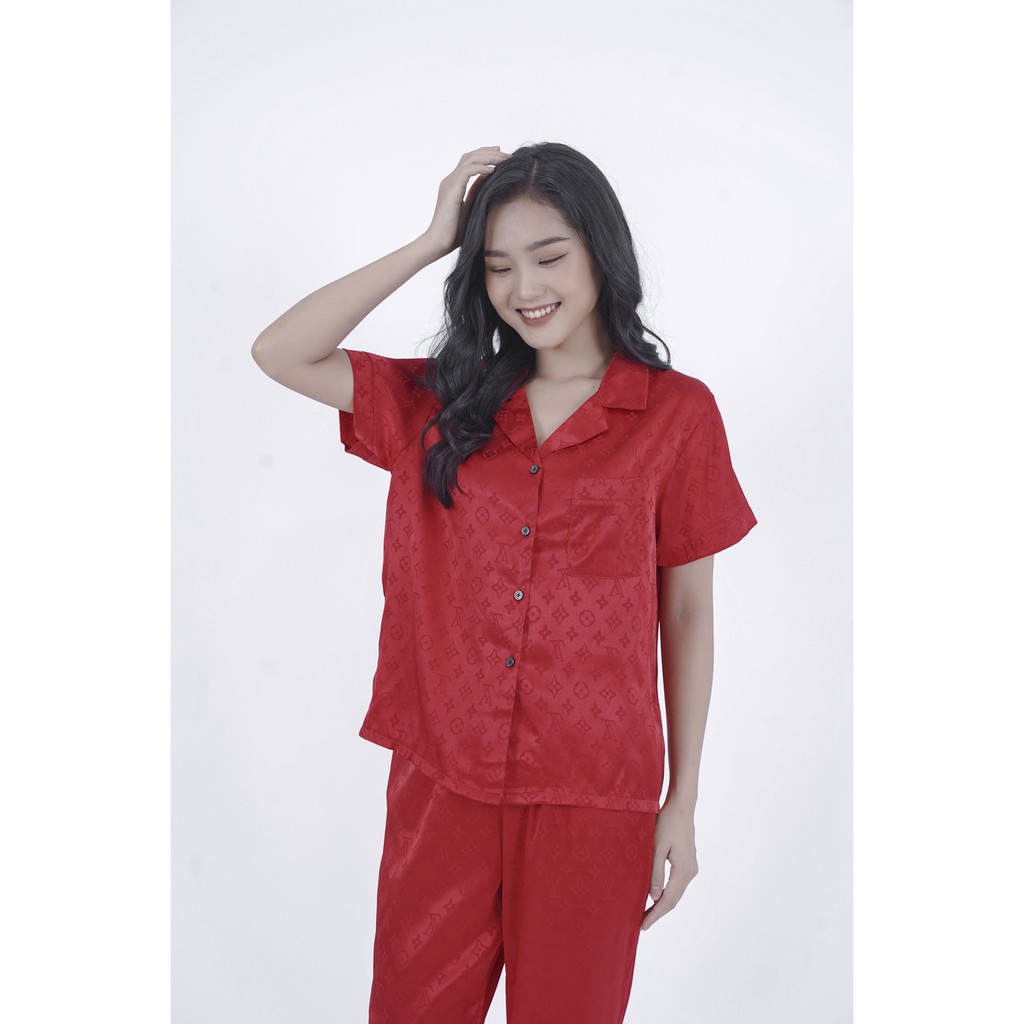 Bộ Đồ Ngủ, Đồ Bộ Pijama Lụa Gấm Tay Ngắn, Quần Dài Họa Tiết Đơn Giản, Chất Vải Cao Cấp - 𝑴𝑰𝑵𝑺𝑯𝑶𝑷 | BigBuy360 - bigbuy360.vn