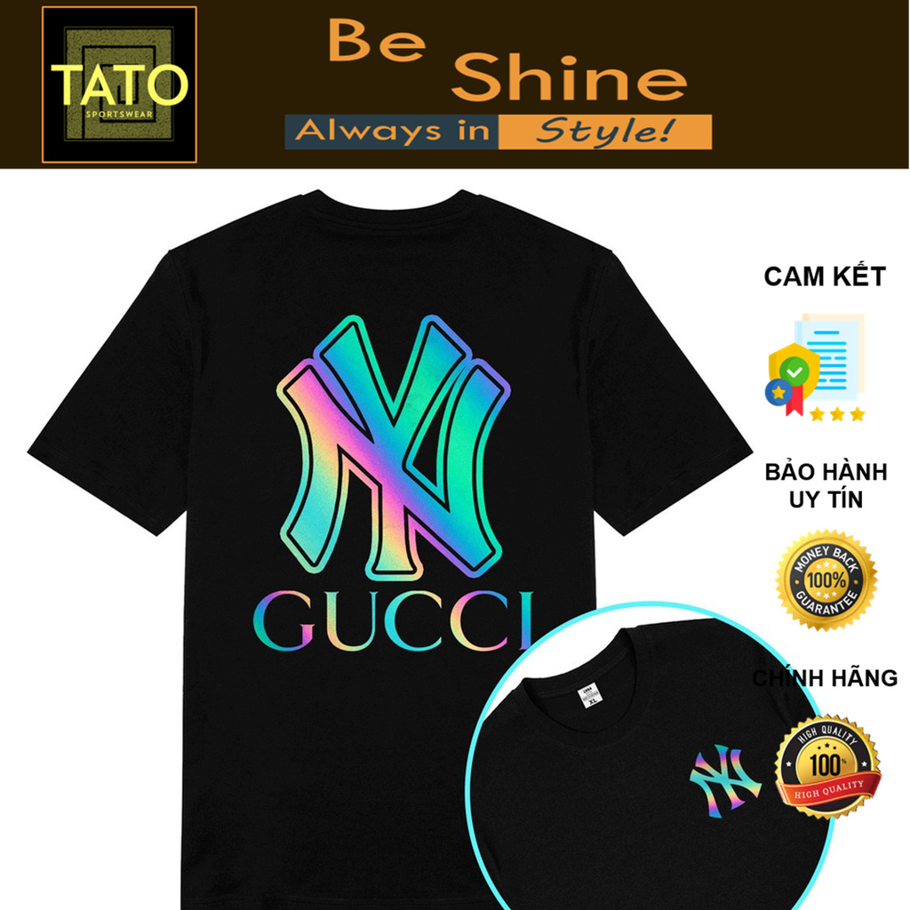 Áo Thun Unisex Form Rộng NY 💥 Phản Quang 7 Màu - Áo Thun Cotton Cổ Tròn Thời Trang Phong Cách Hàn Quốc