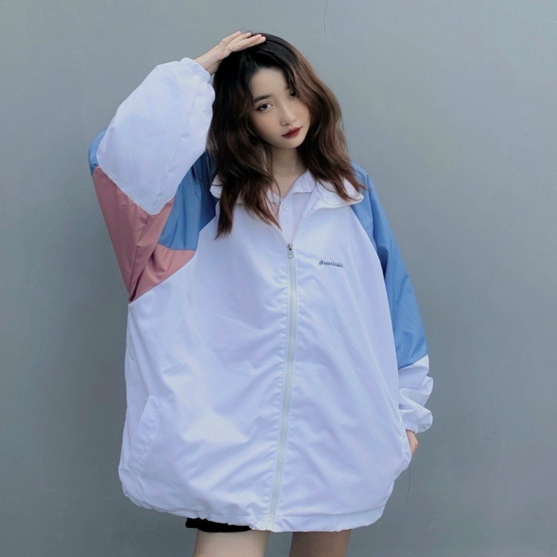 Áo Khoác Dù Nữ 2 Lớp Cổ Trụ In Sentinials Đẹp Phối Màu Độc Lạ Form Rộng Mặc Thoải Mái NEW UNISEX