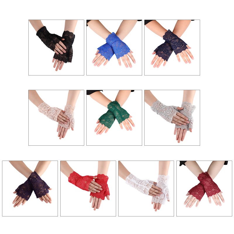 Găng Tay Lưới Nửa Ngón Siêu Mỏng Thanh Lịch Cho Nữ