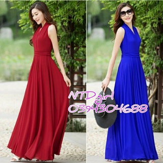 Đầm maxi chiffon đi biển du lịch, váy xòe dài không tay - DTH