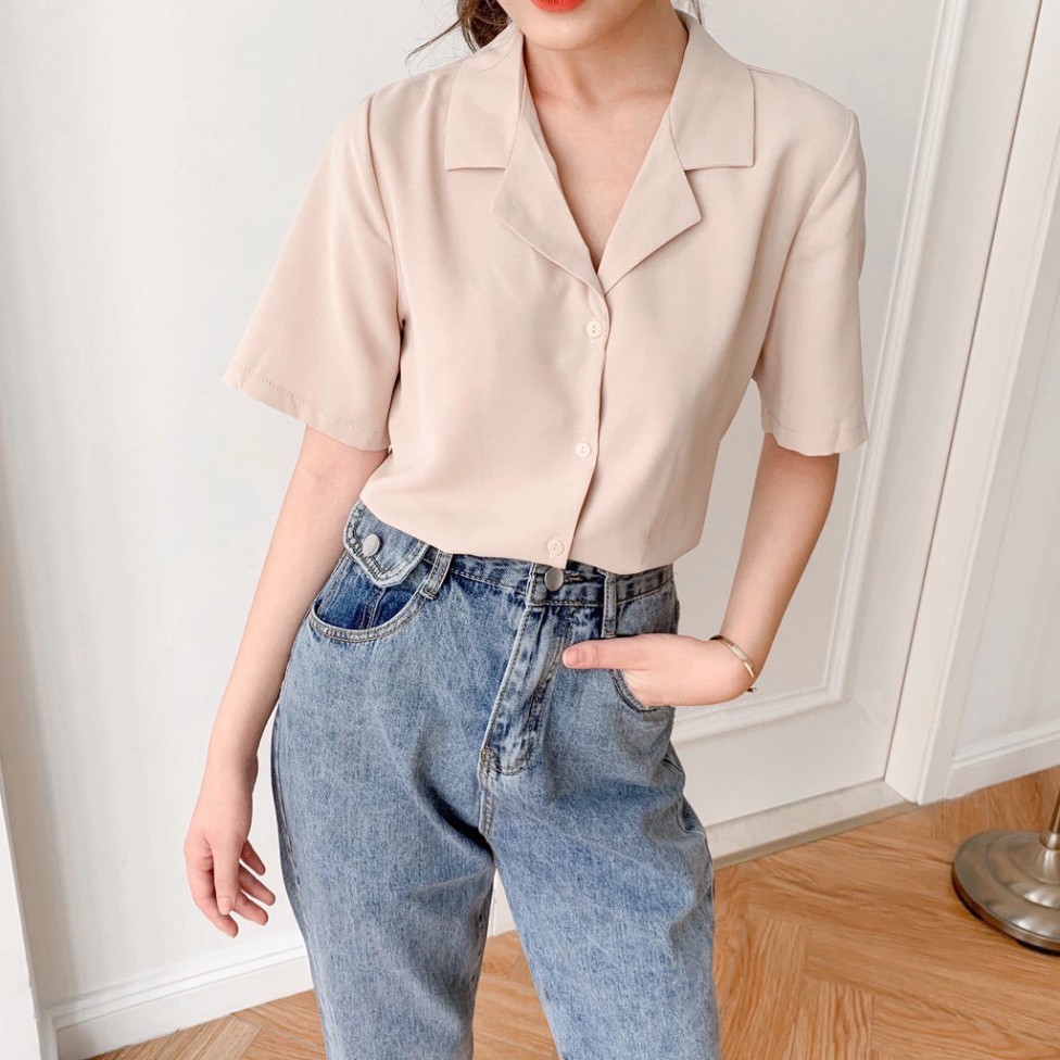 Áo sơ mi nữ cổ vest phong cách Retro nhiều màu