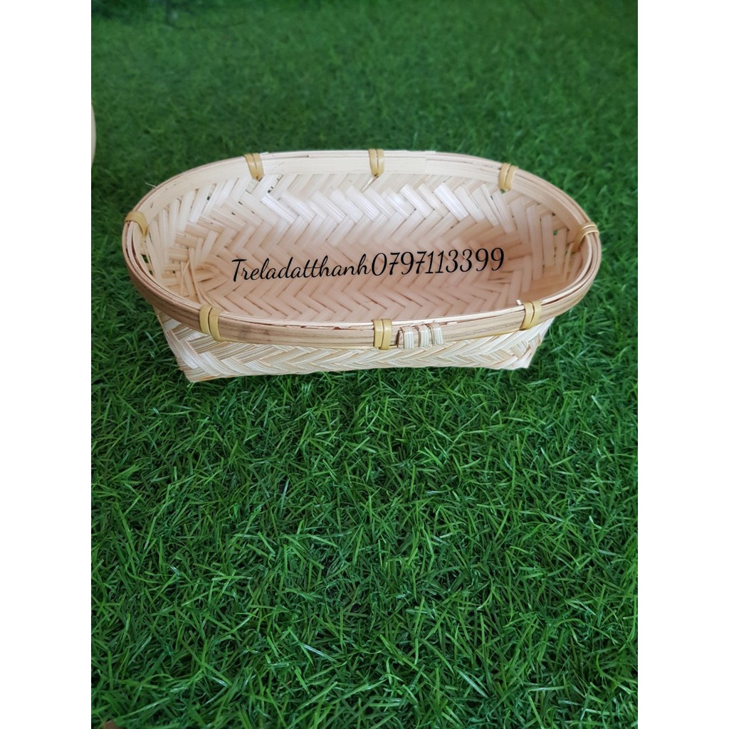 Khay tre đựng bánh mì xinh xắn hình ovan