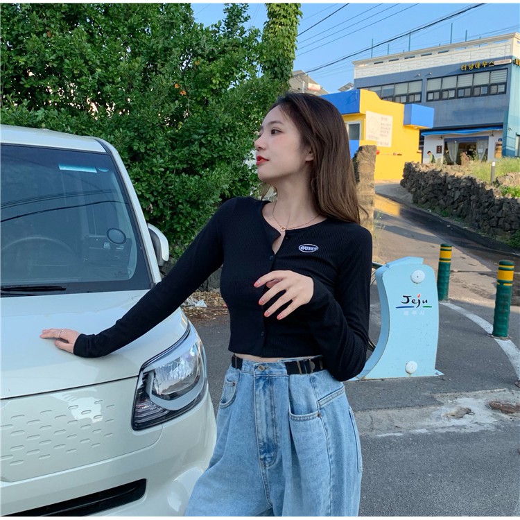 Xiaozhainv Áo cardigan cổ tròn tay dài họa tiết thêu phong cách Hàn Quốc | BigBuy360 - bigbuy360.vn