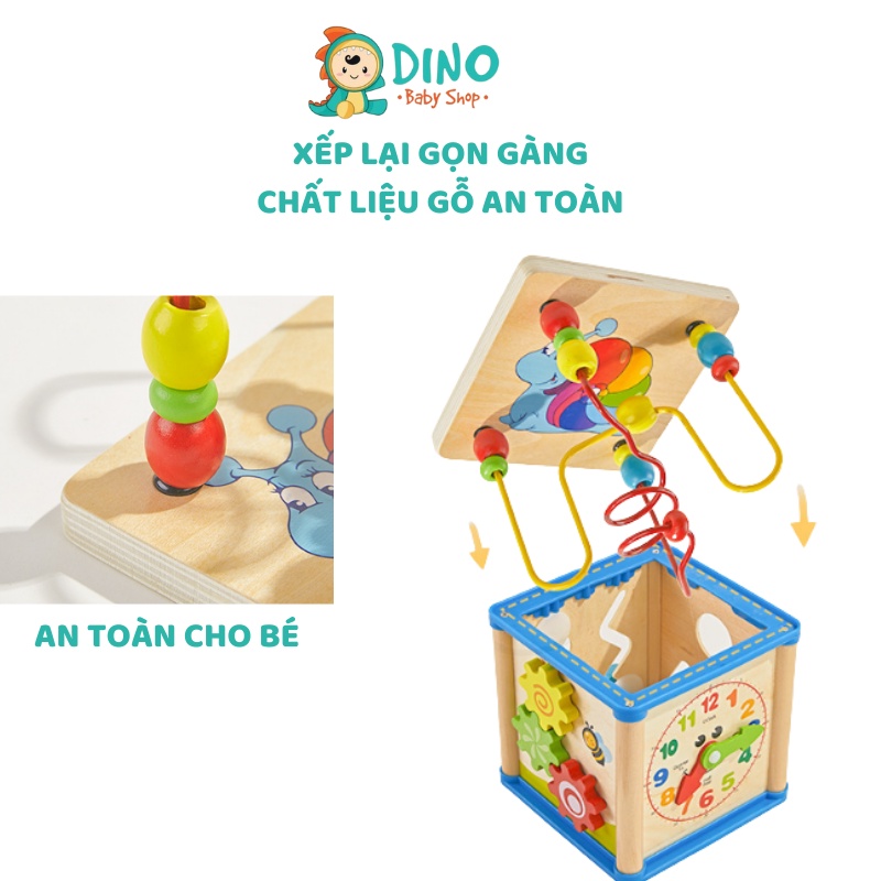 Đồ chơi giáo dục bằng gỗ đa chức năng, đồ chơi gỗ montessori rèn luyện tư duy cho bé Dino