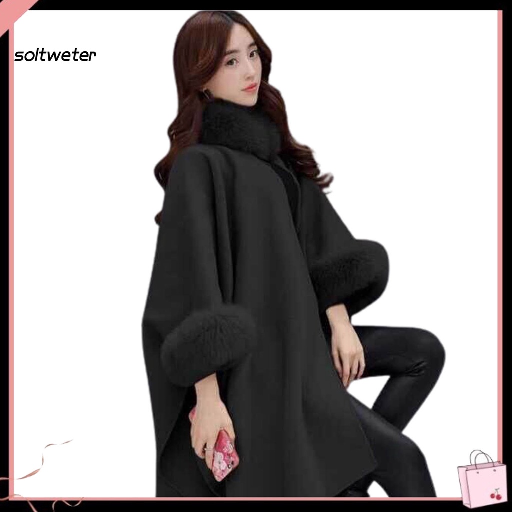 Áo choàng chui đầu dáng rộng thoải mái giữ ấm cho nữ

