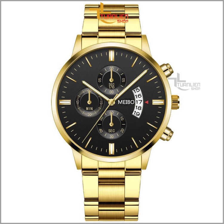 Đồng hồ nam dây thép đúc MEIBO đẳng cấp phái mạnh chạy 3 kim, kiểu dáng sáng trọng