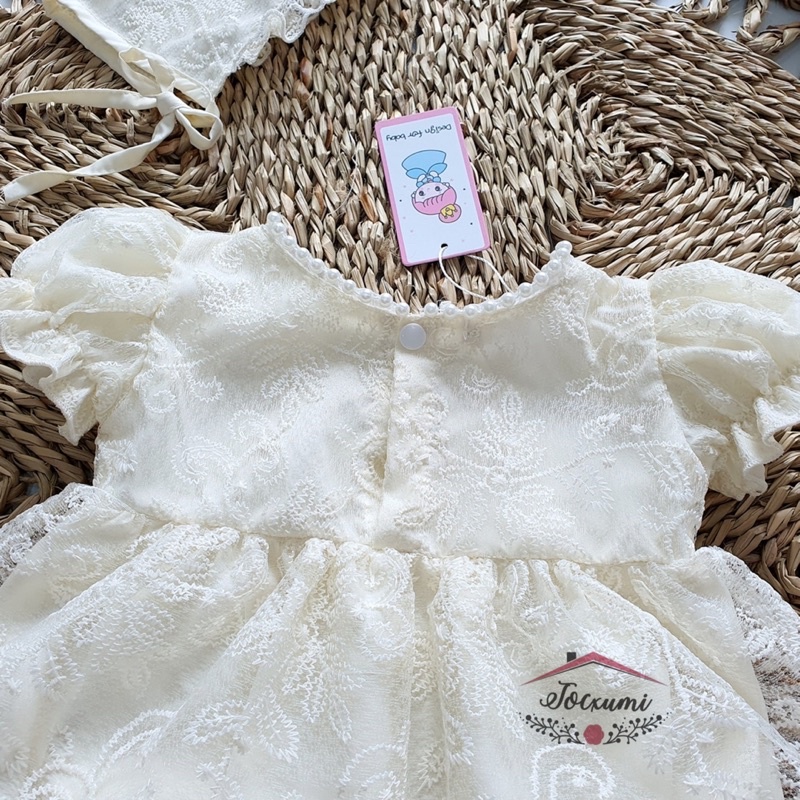 Body trắng phối váy ren cao cấp 2 nơ xinh iu - Tocxumi