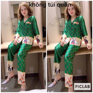 Bộ lụa satin lính tay dài( có túi quần) - Hàng nhập khẩu