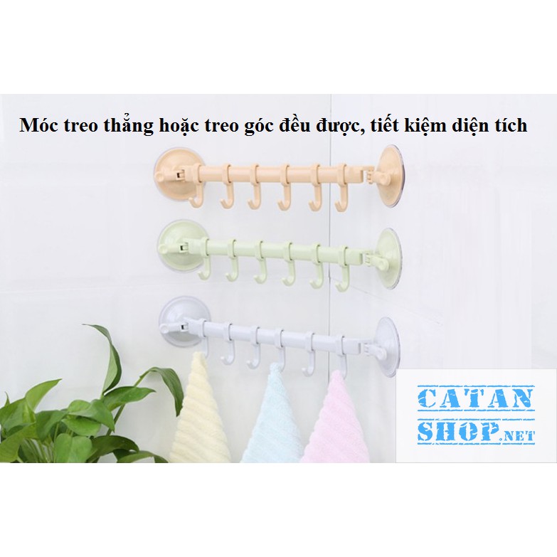 Thanh treo đồ nút hít tường,tủ quần áo, nhà bếp, có 6 móc chịu lực tốt  (giao màu ngẫu nhiên)