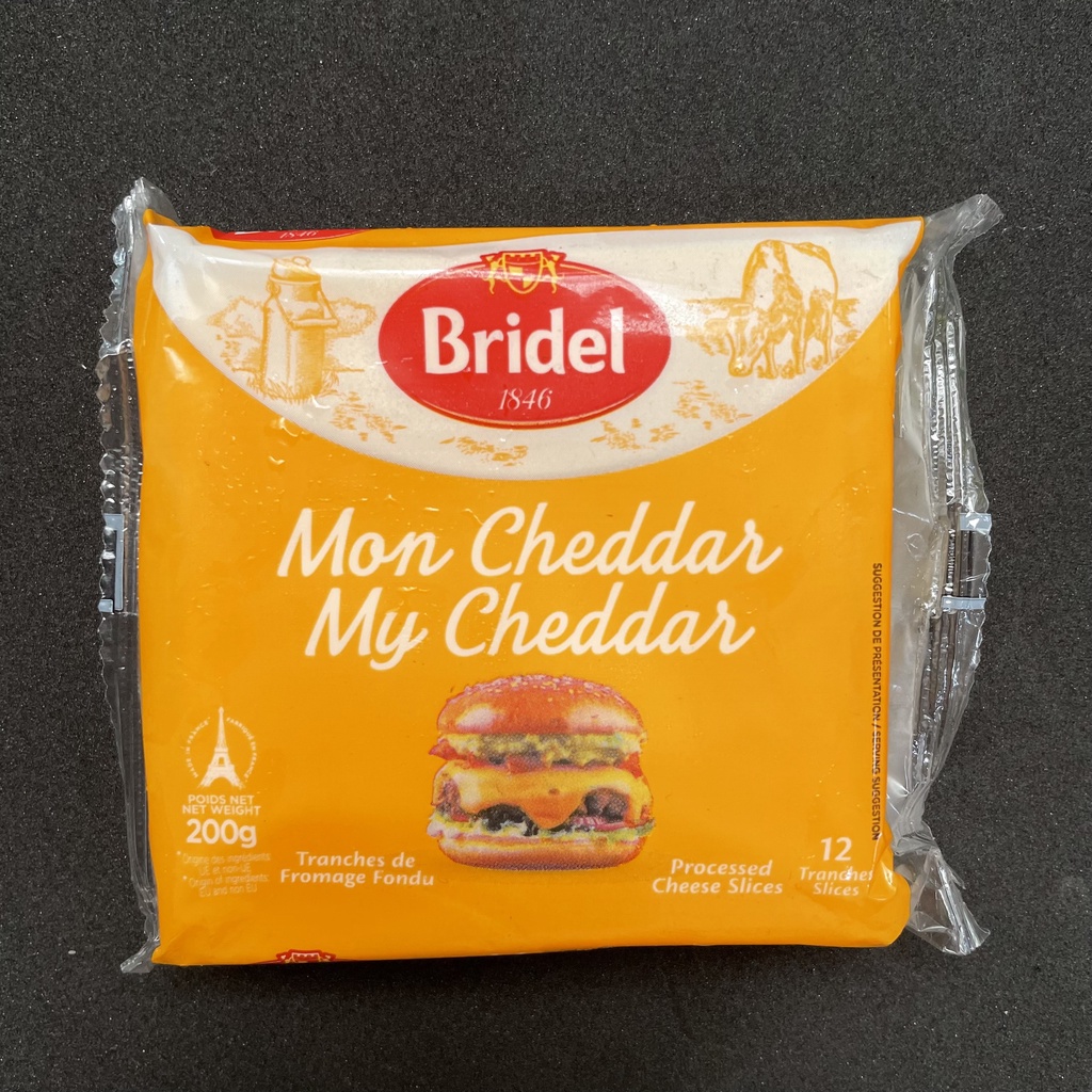 Phô mai lát cheddar Bridel 200g hộp 12 miếng