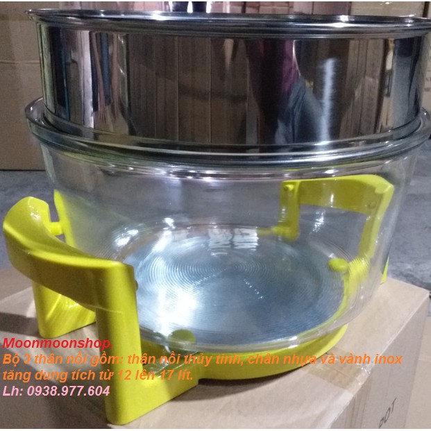 Thân lò nướng thủy tinh, tặng kèm 02 món: chân nhựa và vành inox