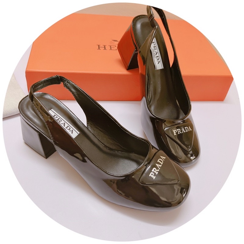 BÁN SỈ SLL GIÀY SANDAL NỮ CÔNG SỞ BÍT MŨI PRAADA GÓT VUÔNG 5p