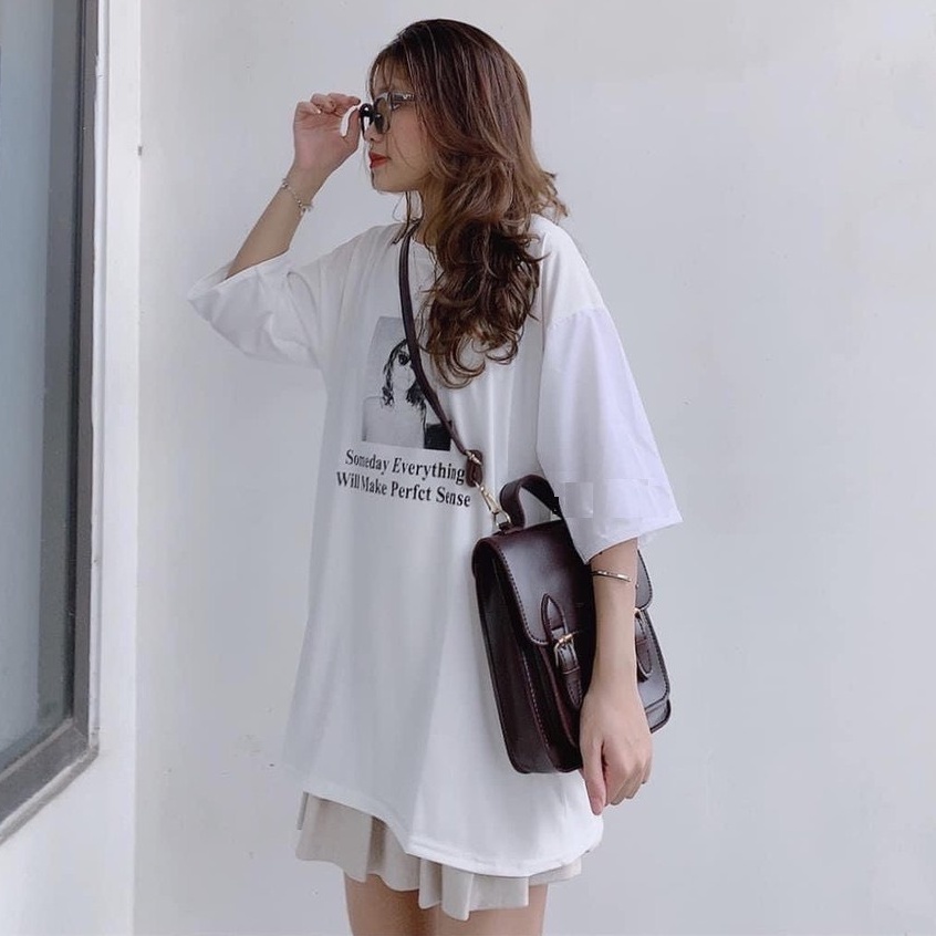 Áo thun tay lỡ nữ in hình cô gái someday - Phông form rộng phong cách vintage màu ĐEN | TRẮNG | BE cá tính ulzzang