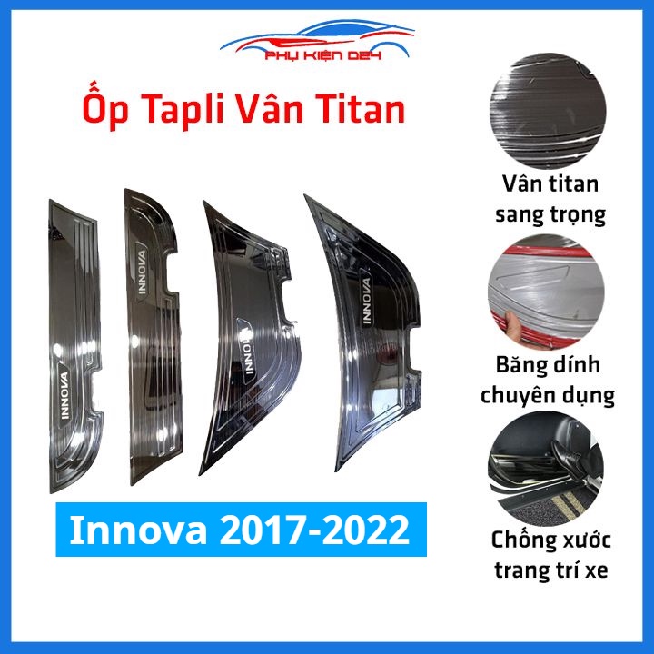 Bộ ốp tapli Innova 2017-2018-2019-2020-2021-2022 vân Titan chống xước va đập khi mở cửa và làm đẹp xe