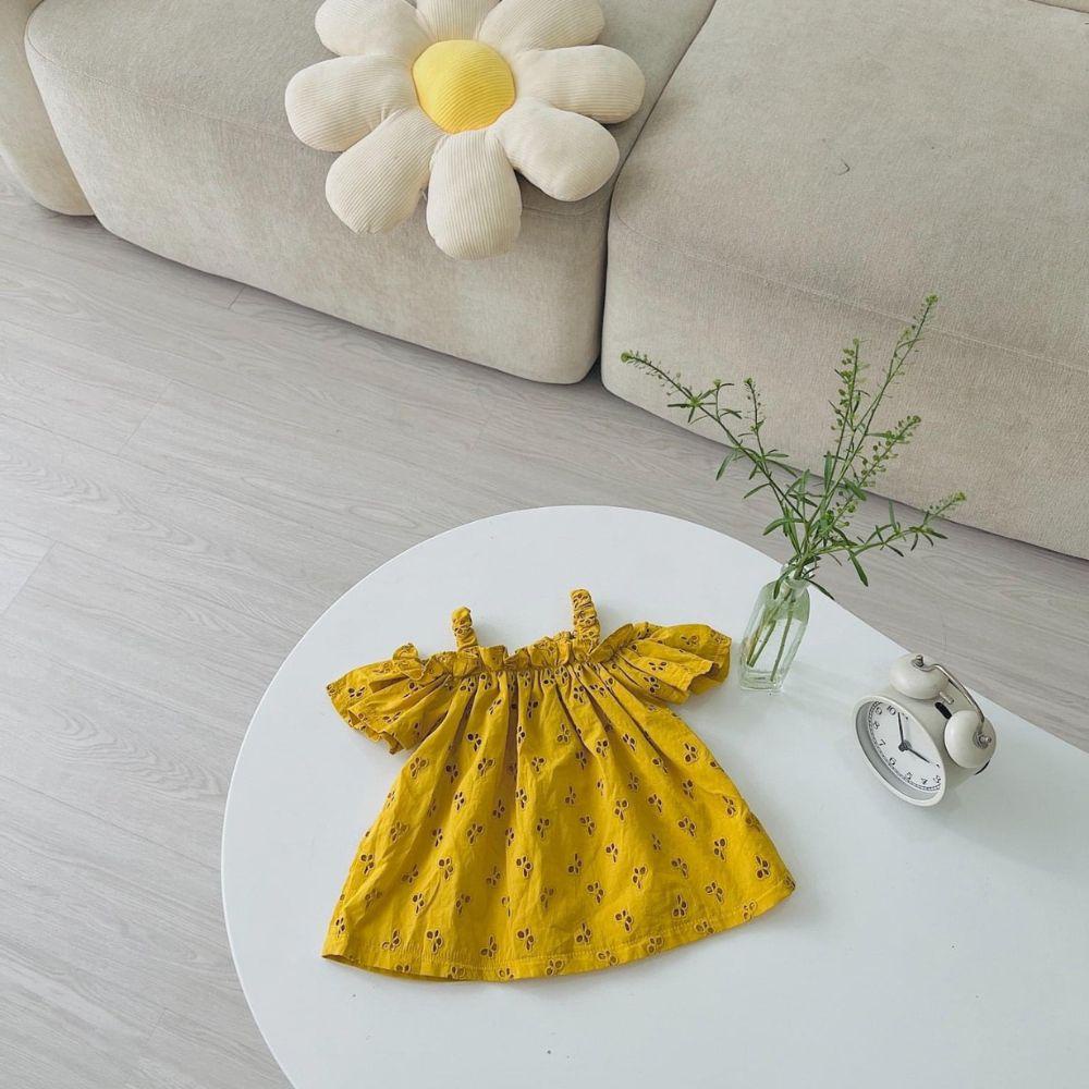 Áo cánh tiên chun cách điệu cho bé gái chất thô mềm,họa tiết hoa lỗ lạ mắt Shushibaby