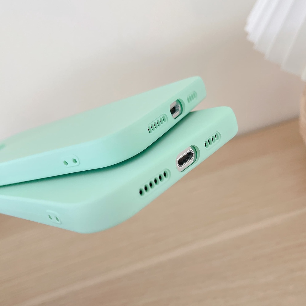 Ốp Điện Thoại Chống Sốc Màu Xanh Bạc Hà Thời Trang Cho iPhone 13 / 12 / 11 / X / 8 / 7P