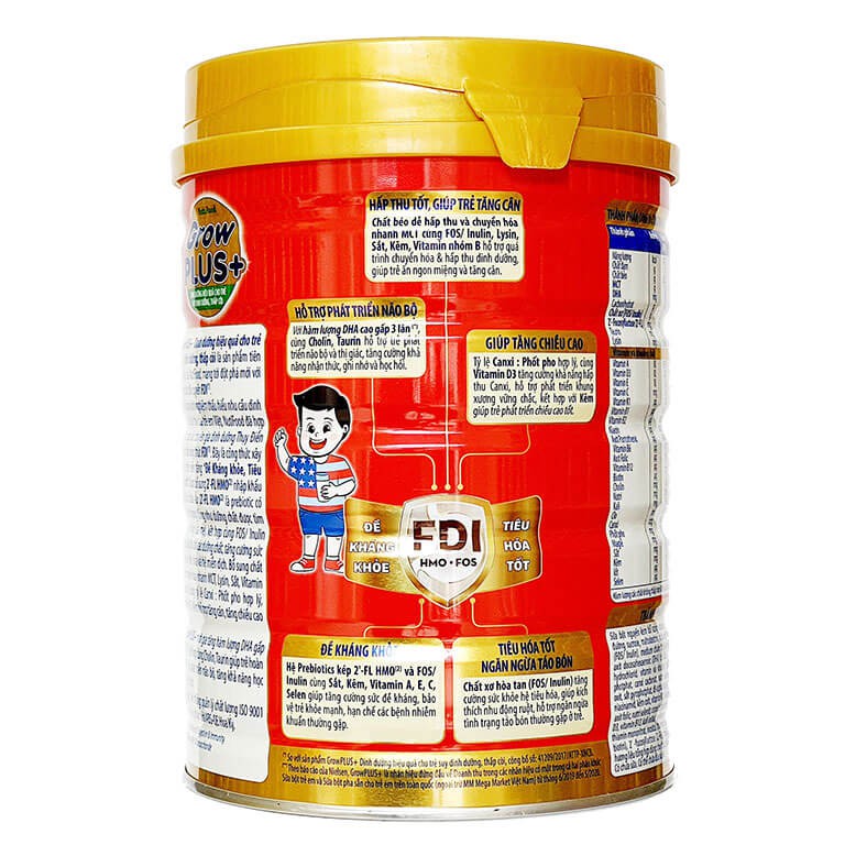 [Mẫu Mới] Sữa Nutifood Grow plus + FDI Đỏ (900g)