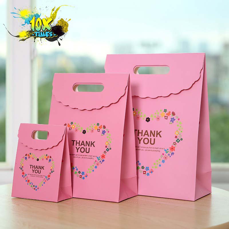 túi đựng quà tặng giấy có nắp dễ thương thank you tặng sinh nhật, valentine, bạn gái, đối tác