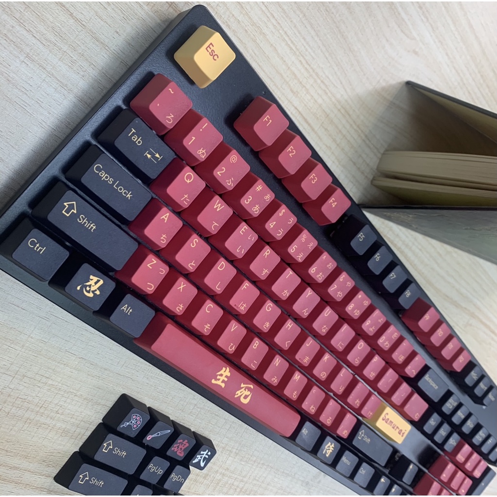 Keycap Cho Bàn Phím Cơ Red Samurai Thick PBT Dyesub 117 Phím Cherry Profile Của EZPC