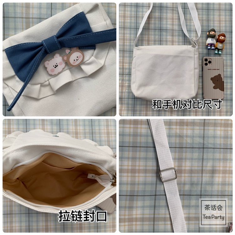 Túi vải đeo vai đính nơ phong cách lolita Nhật Bản túi đeo vai ngọt ngào của nữ sinh túi jk