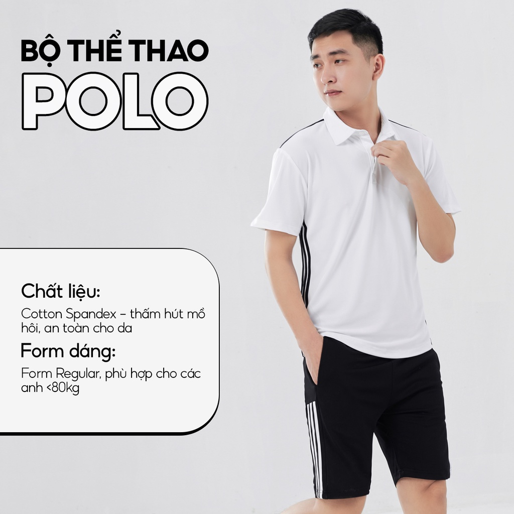 Bộ Thể Thao Nam Polo Cổ Bẻ Cotton Spandex Form Trẻ Trung 5 Màu - ROUGH