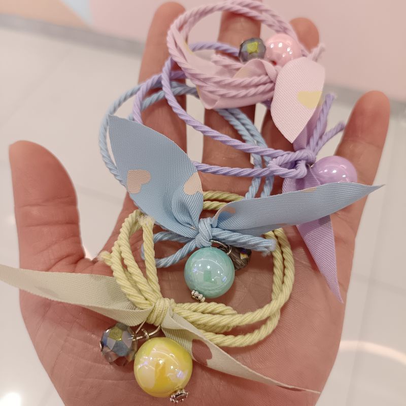 Chun buộc tóc thắt nơ trái tim đính đá dây buộc tóc nhiều màu dễ thương co giãn tốt June Accessories