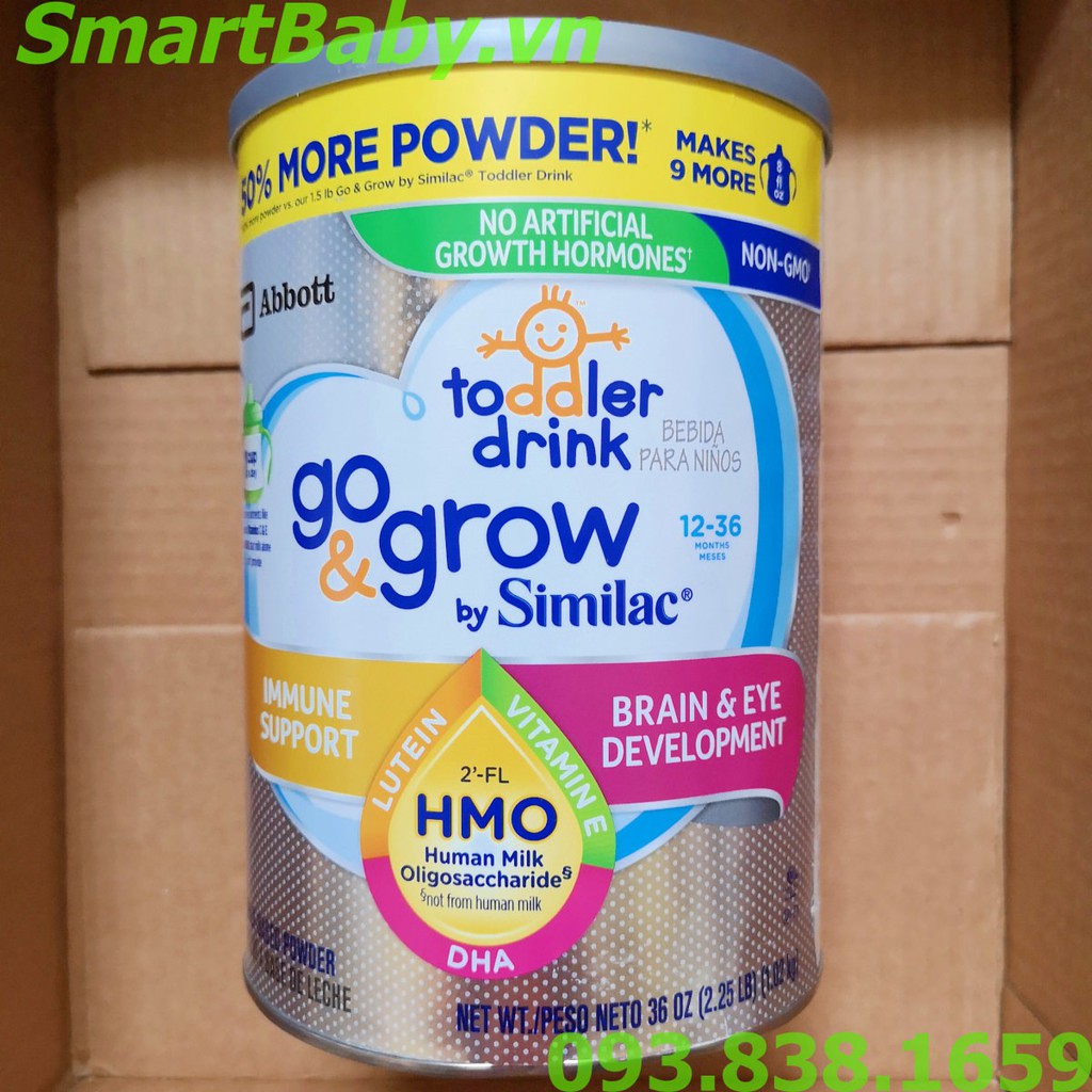 [Hàng Air có bill] Go & Grow By Similac Non-GMO HMO 1.02kg bé 12-36 tháng