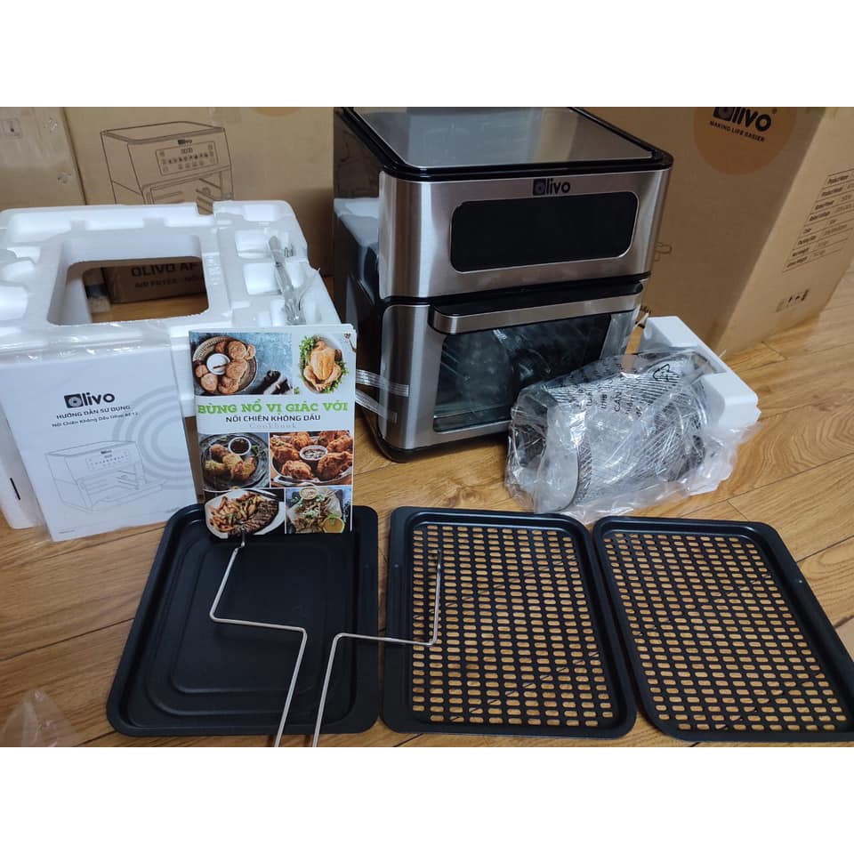 Nồi Chiên Không Dầu OLIVO AF12 Dung Tích 12L Công Suất 1800W Chính Hãng BH 24 Tháng Thương Hiệu Mỹ.